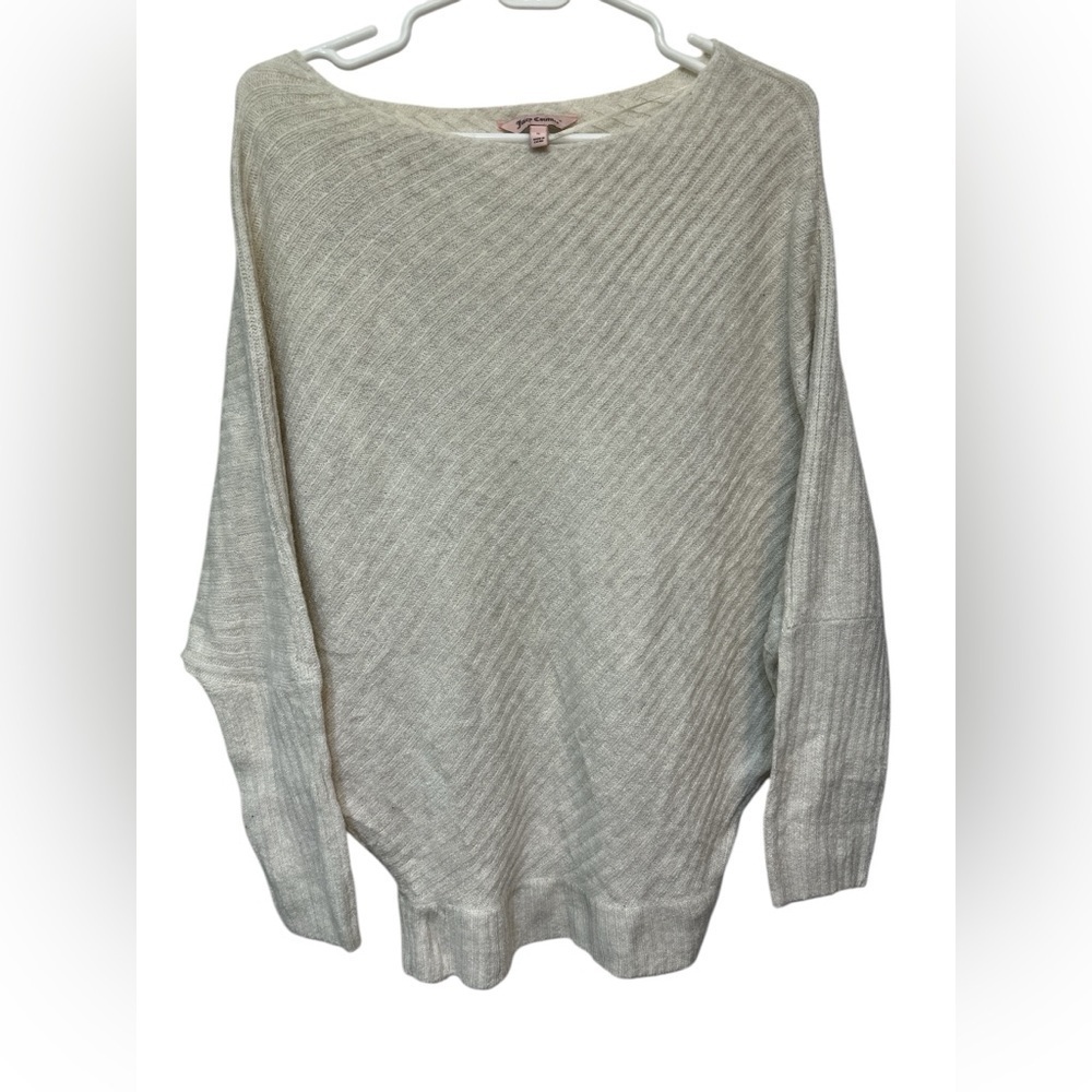 Juicy Couture Sweater Gray Tunic Boat Neck Dolman Long Sleeves